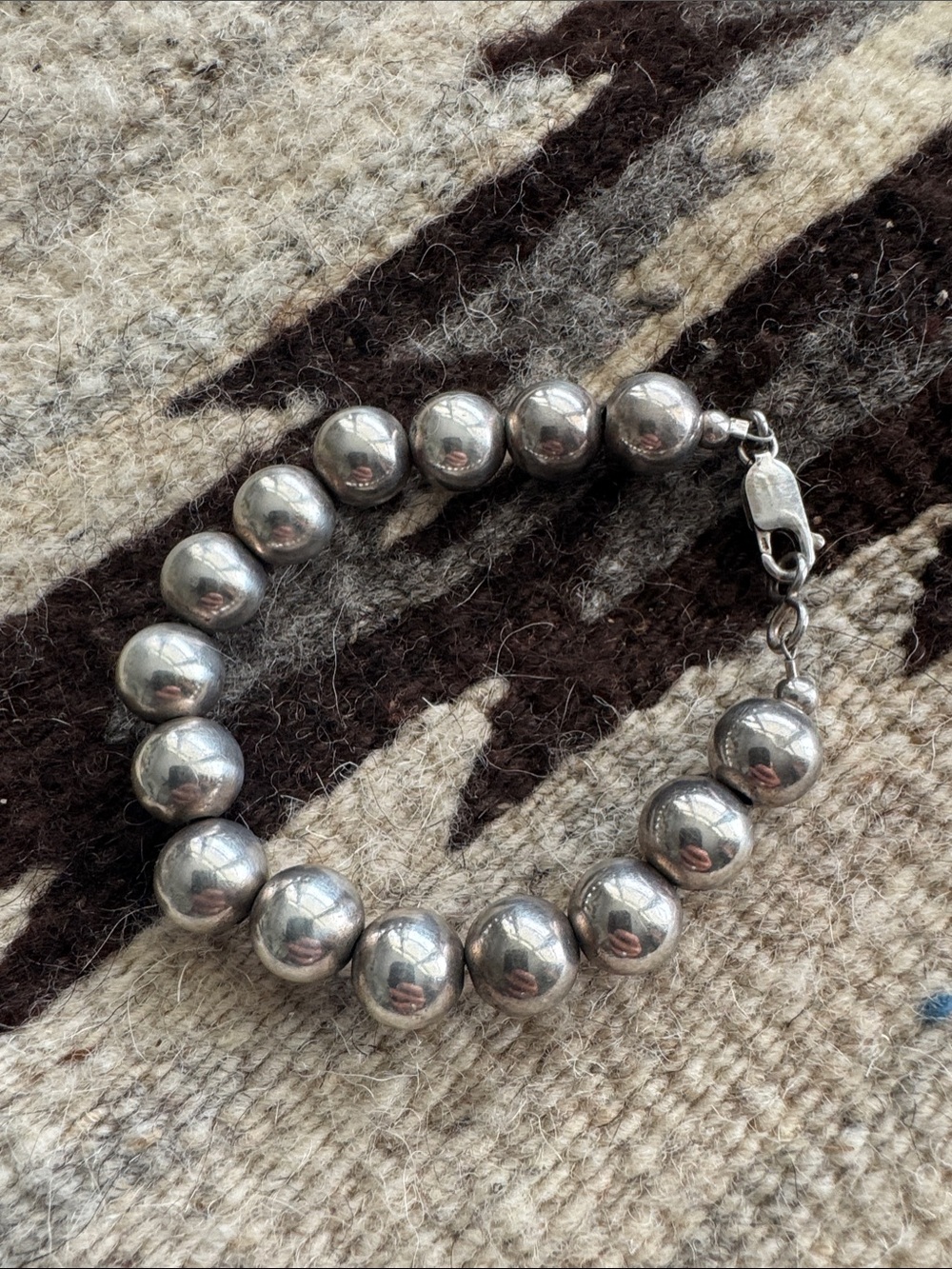 Kids Sterling Silver Bead Bracelet with Lobster Clasp
